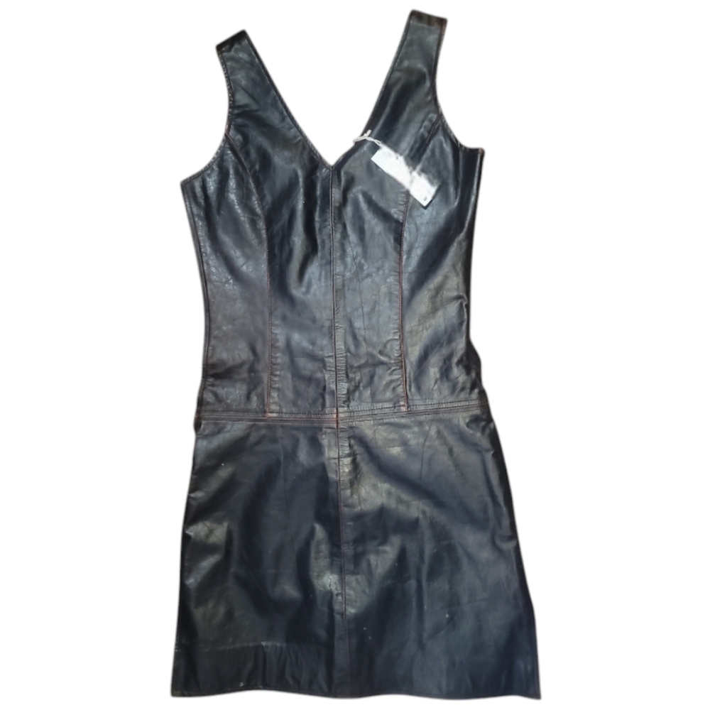 NWT Reformation 100% Genuine Leather Dark Brown Mini Dress